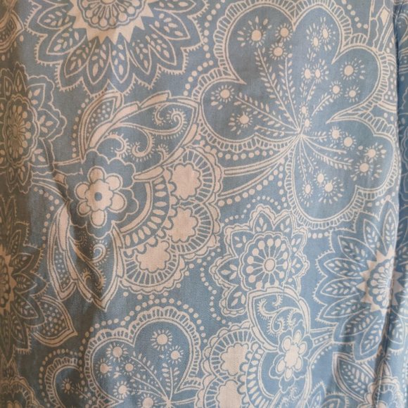 LOFT Baby Blue Paisley Floral Sleeveless Midi Dress Satin Neckline - 14 - Picture 3 of 9